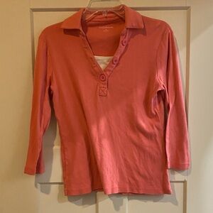 Coral Button-Up Top